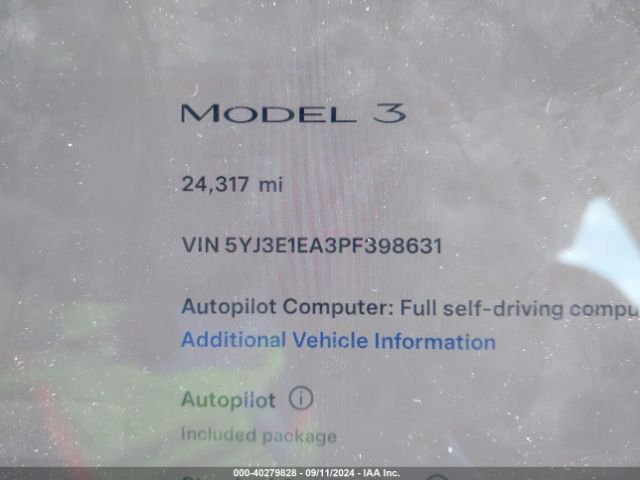 5YJ3E1EA3PF398631 Tesla Model 3 Rear-wheel Drive