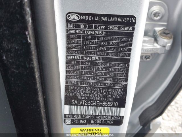 SALVT2BG4EH856910 Land Rover Range Rover Evoque Dynamic