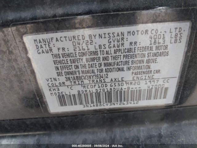 3N1AB8CV3NY263412 Nissan Sentra Sv Xtronic Cvt