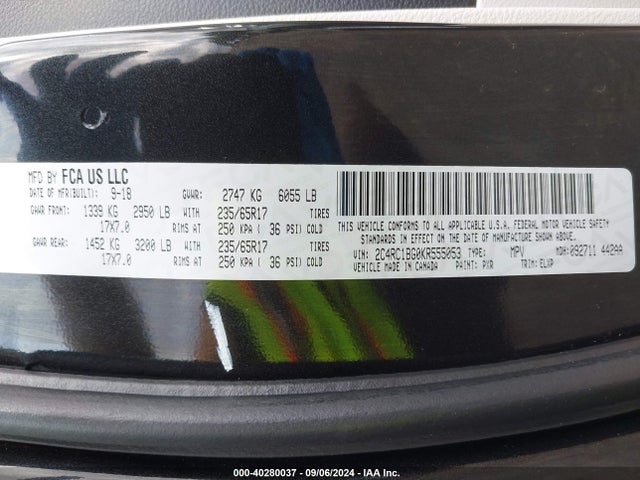 2C4RC1BG0KR555053 Chrysler Pacifica Touring L