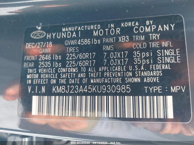 Hyundai TUCSON SE 2019 KM8J23A45KU930985 Image 9