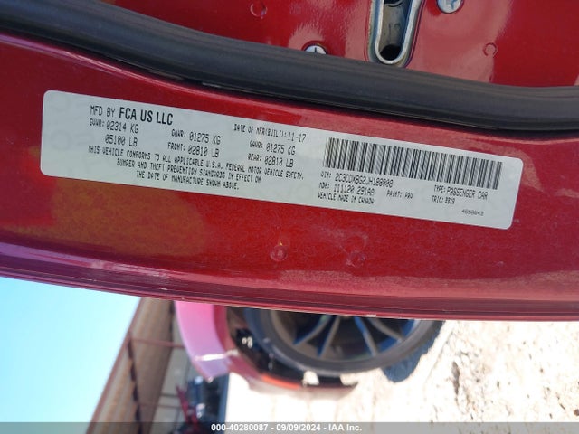 Auction sale of the 2018 Dodge Charger Sxt Rwd, vin: 2C3CDXBG2JH188008, lot number: 40280087