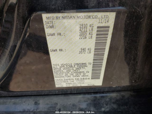 1N4AL3AP8FN363804 Nissan Altima 2.5/2.5 S/2.5 Sl/2.5 Sv