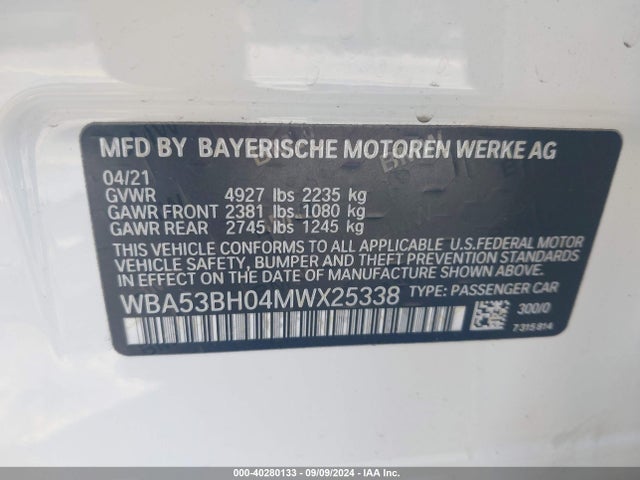 WBA53BH04MWX25338 BMW 530I