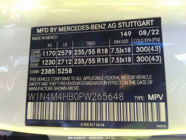 W1N4M4HB0PW265648 Mercedes-Benz Glb 250 4matic