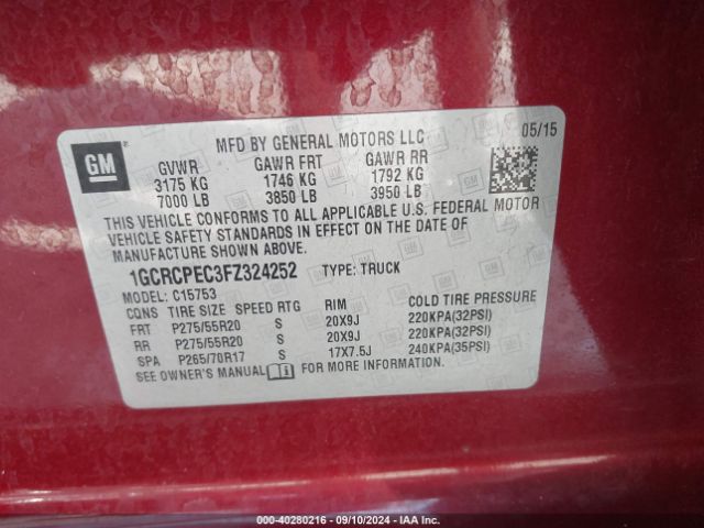 1GCRCPEC3FZ324252 Chevrolet Silverado 1500 Ls