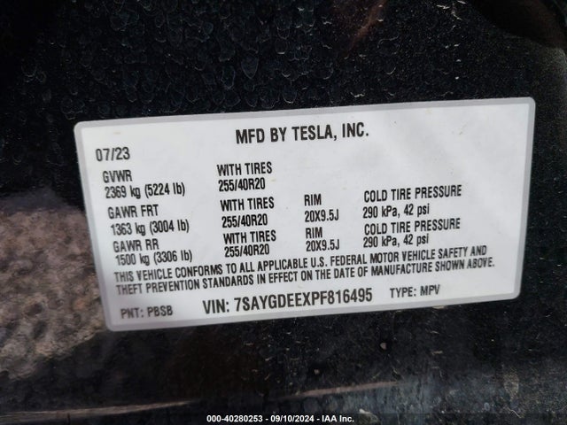 2023 TESLA MODEL Y 7SAYGDEEXPF816495 Photo 8