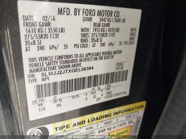 5LMJJ2JTXGEL08384 Lincoln Navigator Select