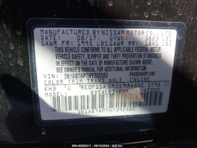 3N1AB7AP7HY392580 Nissan SENTRA S