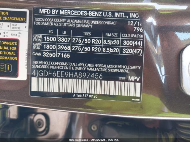 4JGDF6EE9HA897456 Mercedes-Benz Gls 450 4matic