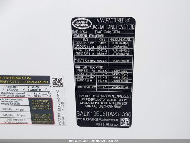 SALK19E96RA231390 Land Rover Range Rover P530 Autobiography