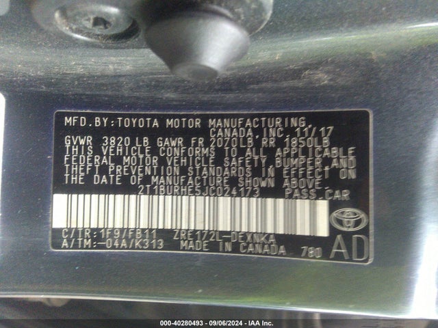 Toyota COROLLA LE 2018 2T1BURHE5JC024173 Image 9