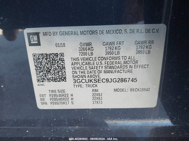 Chevrolet Silverado 1500 2lz 2018 3GCUKSEC9JG286745 Image 9