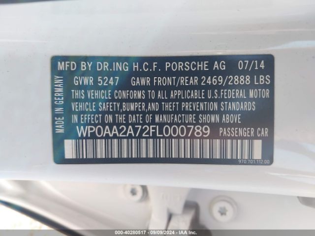 WP0AA2A72FL000789 Porsche PANAMERA 4