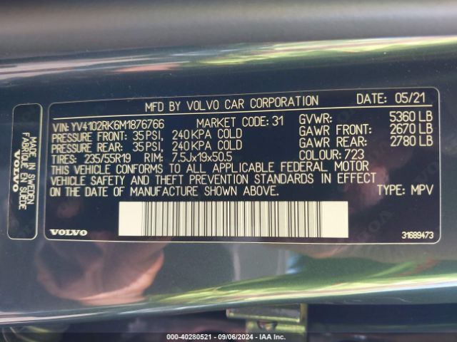 YV4102RK6M1876766 Volvo Xc60 T5 Momentum