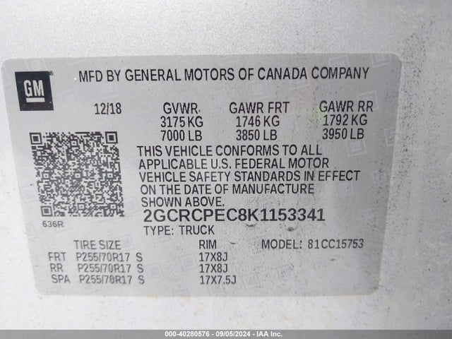 Chevrolet Silverado 1500 Ld Lt 2019 2GCRCPEC8K1153341 Image 9