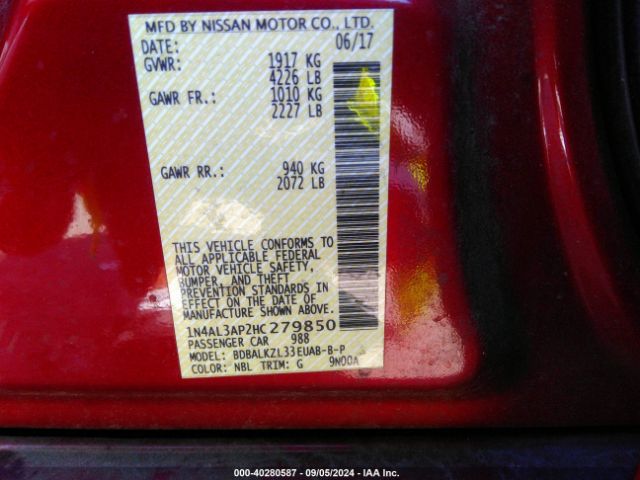 1N4AL3AP2HC279850 Nissan Altima 2.5 Sv