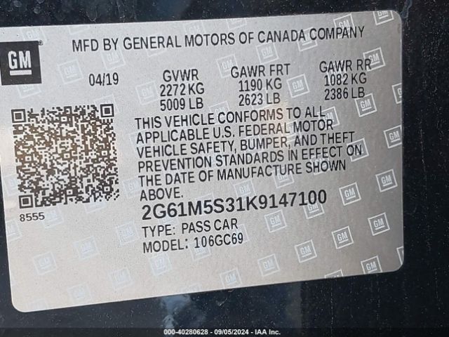 2G61M5S31K9147100 Cadillac XTS LUXURY