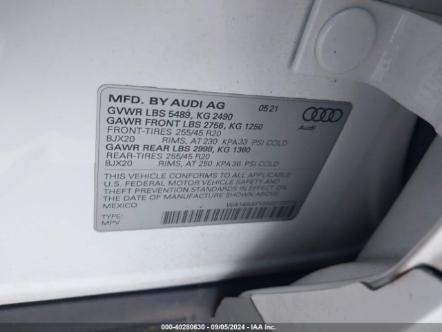 2021 AUDI Q5 SPORTBACK WA14AAFY5M2103775 Photo 8