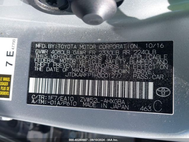 JTDKARFP1H3001277 Toyota Prius Prime Premium