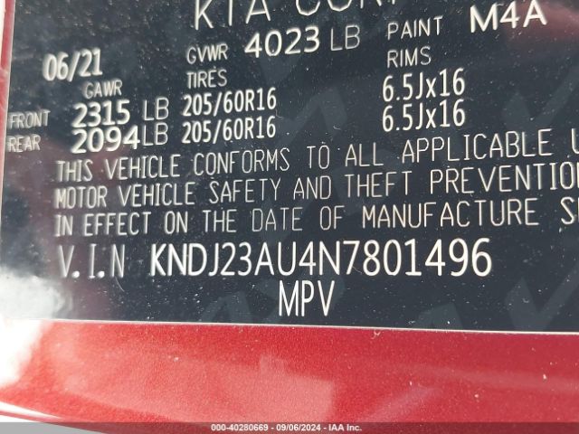 KNDJ23AU4N7801496 KIA SOUL S