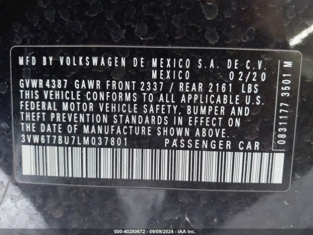 3VW6T7BU7LM037801 Volkswagen Jetta Gli 2.0t Autobahn/2.0t S