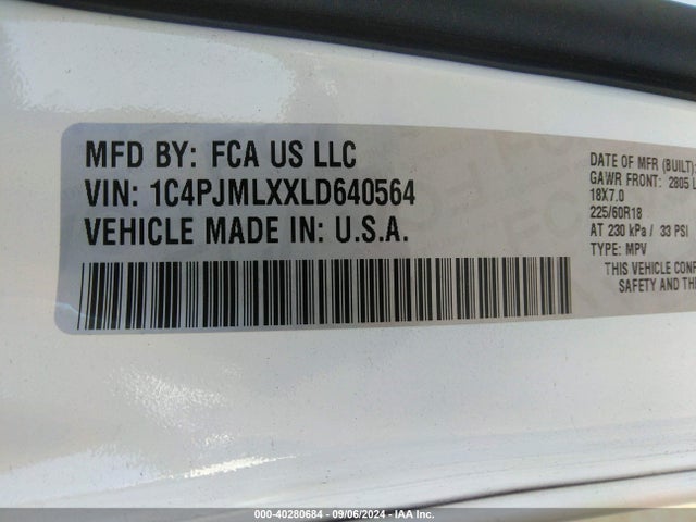 1C4PJMLXXLD640564 Jeep Cherokee Altitude 4x4