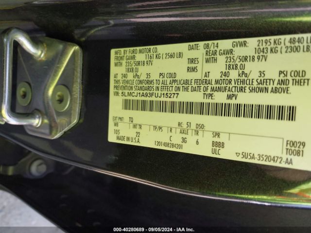 5LMCJ1A93FUJ15277 Lincoln MKC
