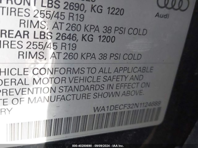 WA1DECF32N1124689 Audi Q3 Premium 45 Tfsi S Line Quattro Tiptronic