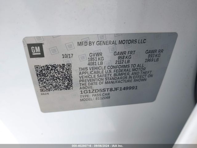 1G1ZD5ST8JF149991 Chevrolet MALIBU LT