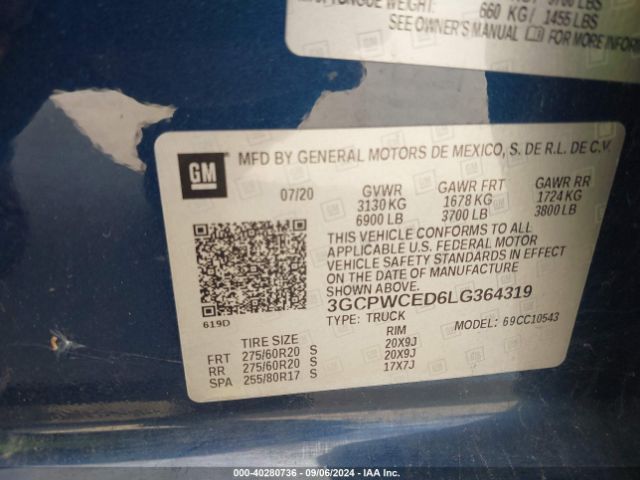 3GCPWCED6LG364319 Chevrolet Silverado 1500 2wd  Short Bed Lt