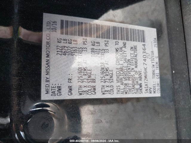 Nissan Rogue Sl 2017 5N1AT2MV6HC740364 Image 9