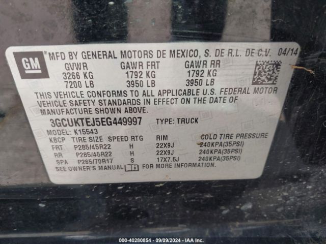 3GCUKTEJ5EG449997 Chevrolet Silverado 1500 High Country