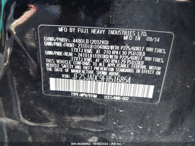 Subaru Forester 2.5i Premium 2015 JF2SJADC9FH516854 Image 9