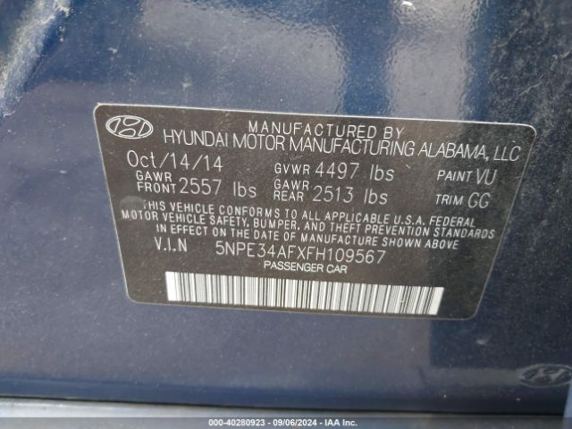 5NPE34AFXFH109567 Hyundai Sonata Sport