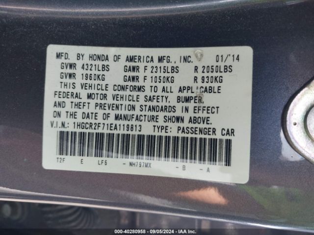1HGCR2F71EA119813 Honda ACCORD EX