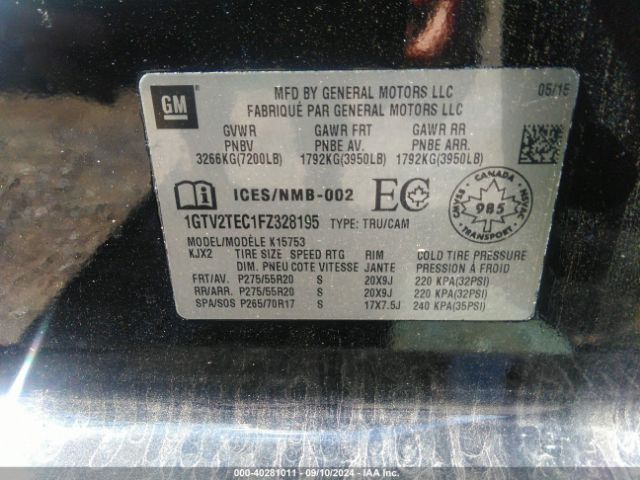 1GTV2TEC1FZ328195 GMC SIERRA 1500