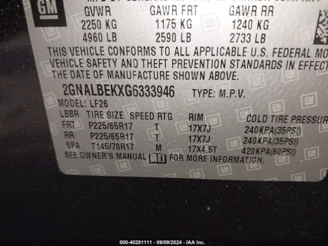 2GNALBEKXG6333946 Chevrolet EQUINOX LS