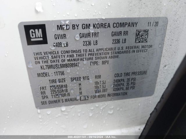 KL79MUSL9MB098947 Chevrolet Trailblazer Awd Rs