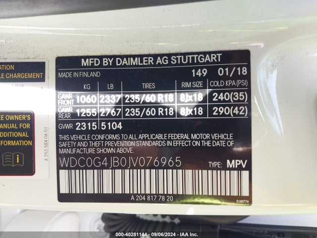 WDC0G4JB0JV076965 Mercedes-Benz GLC 300