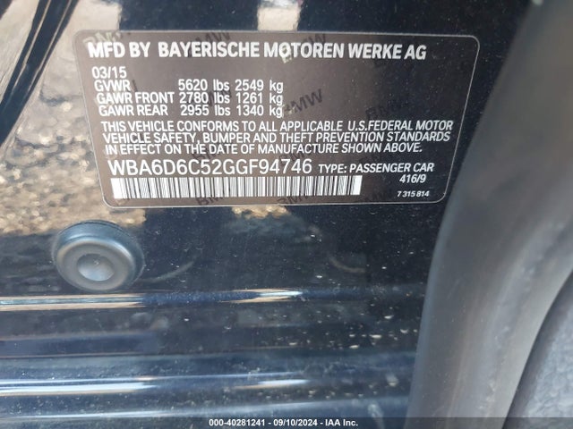 WBA6D6C52GGF94746 BMW 650i Gran Coupe Xdrive