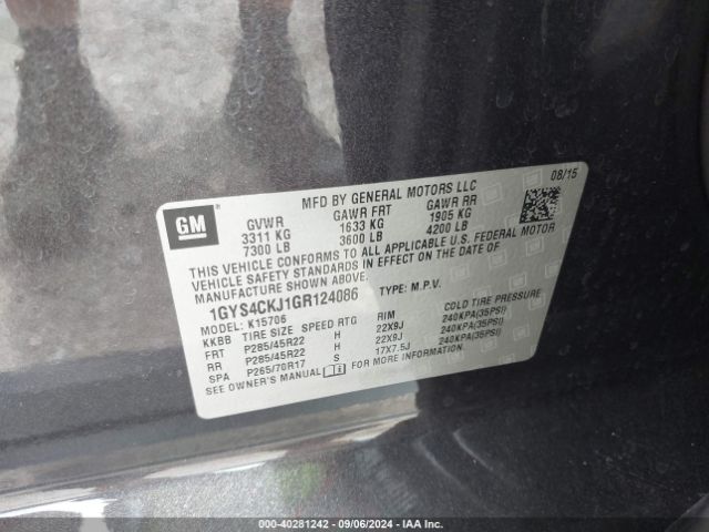 1GYS4CKJ1GR124086 Cadillac Escalade Premium Collection