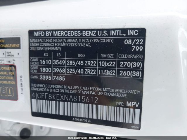 4JGFF8KEXNA815612 Mercedes-Benz Amg Gls 63 4matic