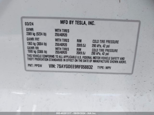 2024 TESLA MODEL Y 7SAYGDEE9RF058832 Photo 8