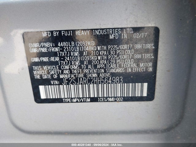 Subaru Forester 2.5i Limited 2017 JF2SJARC2HH564983 Image 9