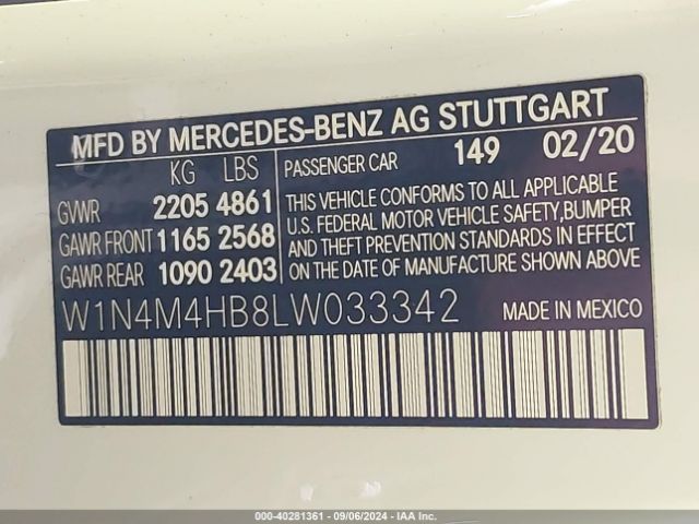 2020 MERCEDES-BENZ GLB 250 W1N4M4HB8LW033342 Photo 8