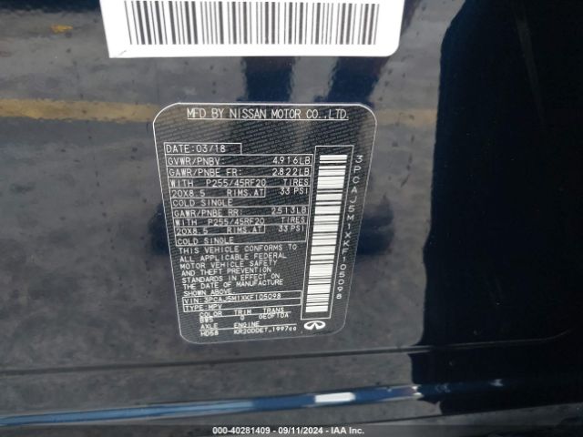 3PCAJ5M1XKF105098 Infiniti Qx50 Essential