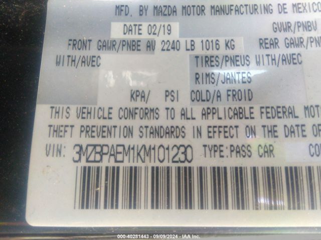 3MZBPAEM1KM101230 Mazda Mazda3 Premium Package