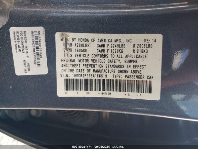 1HGCR2F39EA166519 Honda ACCORD LX