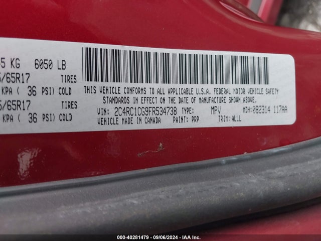 2C4RC1CG9FR534738 Chrysler Town & Country Touring-l